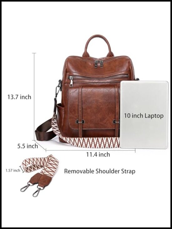 PU Leather Backpack Purse for Women, Fashion Convertible Shoulder Bag, Medium main image 5